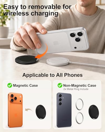 Magnetic Phone Grip for MagSafe, Ultra-Thin 360° Rotate Lightweight - color: Black-Kevlar