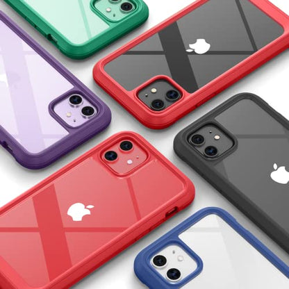 Diaclara Compatible with iPhone 11 Case, Full Body Rugged with Built-in Touch Sensitive Anti-Scratch Screen Protector, Soft TPU Bumper Case Clear Compatible with iPhone 11 6.1" (Red and Clear) - color: Red, size: iPhone 11