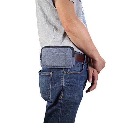 Men's Mobile Phone Holster with Belt Clip, Cell Phone Belt Clip Bag, Zipper Smartphone Waist Bag Mobile Phone Holster Belt Pouch Fanny Pack Wallet with Carabiner Belt Loop for Outdoor Sport Travel - color: Blue