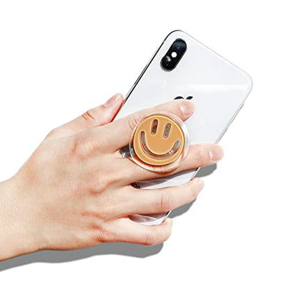 GRIPONG Smiley Face Phone Grip - Fun and Expandable Accessory for Enhanced Smartphone Stability - Smiley Design, Strong Adhesion, Versatile Use (Peach) - color: Peach
