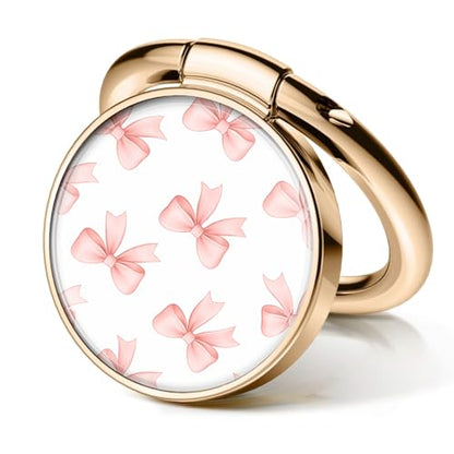Cell Phone Ring Holder, Cute Metal Phone Grip Stand Finger Ring Kickstand, Flexible 360°Rotation Phone Tablet Case Accessories Compatible with Most Phones Cute Pink Bowtie - color: Cute Pink Bowtie