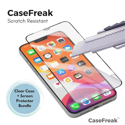 i12pm Bundle Clear Case & Screen Protector, Mag-Safe Compatible with Magnetic Built, Shockproof Full Body Protection, Drop Proof, Non-Yellowing, Anti Fingerprint for iPhone 12 Pro Max (6.5")