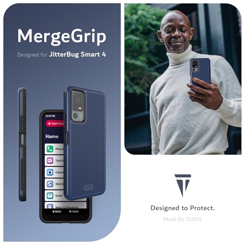 TUDIA MergeGrip for Jitterbug Smart 4 Case T608G, [Military Grade Drop Tested] Shockproof Protection Slim Rugged Dual Layer Heavy Duty Phone Cases for Senior - Indigo Blue - color: Indigo Blue