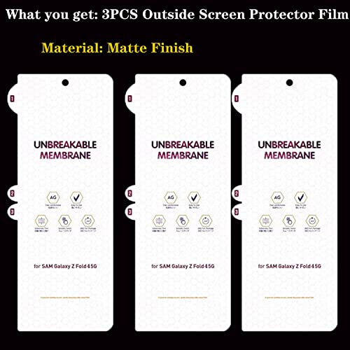 [3 Pack] Matte Screen Protectors for Samsung Galaxy Z Fold 5/Z Fold 4, 3 Pack Outside Screen TPU Film Screen Protectors Support Fingerprint Unlock - size: for Z Fold 5/4