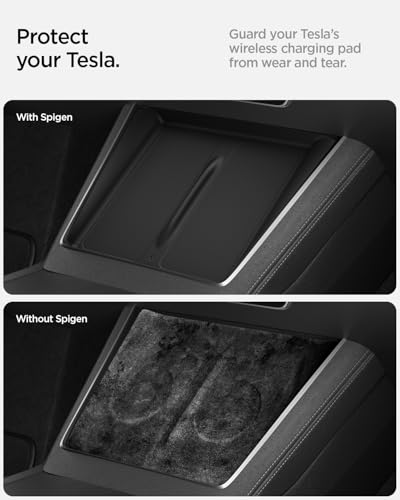 Spigen Wireless Charging Pad Cover for Tesla Model Y Juniper/YL - Black - color: Black