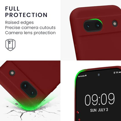kwmobile Case Compatible with Google Pixel 8a Case - Protective Slim TPU Phone Cover - Soft Matte Finish - Rhubarb Red - color: Rhubarb Red
