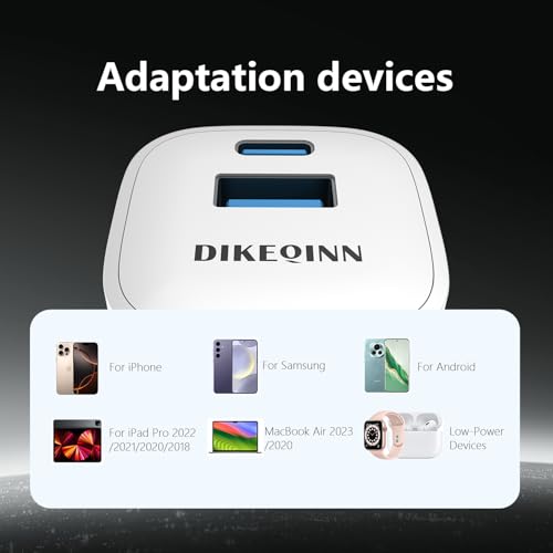 GaN Charger, 45W Fast Charging, Compact and Foldable Plug USB‑C Wall Charger, Compatible with iPhone 17 Series, MacBook, iPad, Samsung Galaxy S25 Ultra/S24 Series (3.3 ft Cable Included) - color: White