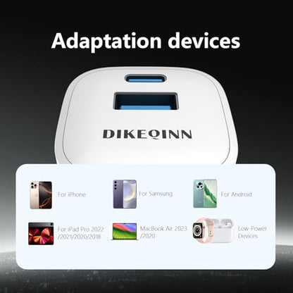 GaN Charger, 45W Fast Charging, Compact and Foldable Plug USB‑C Wall Charger, Compatible with iPhone 17 Series, MacBook, iPad, Samsung Galaxy S25 Ultra/S24 Series (3.3 ft Cable Included) - color: White