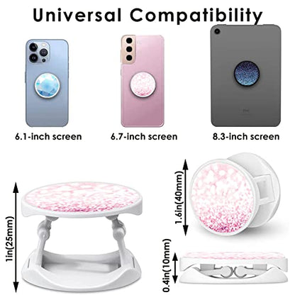 Cell Phone Stand Foldable Expanding Phone Sockets Finger Grip Holder for Smartphone and Tablets - Glitter Pink - color: Pink