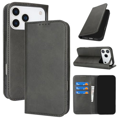 Wallet Case for iPhone 17 Pro,Flip Folio Purse with Card Holder,6.3",Black | Premium PU Leather, Flip Folio Purse Case, with Card Slot, Stand Holder,Magnetic Closure, TPU Shockproof Protective Case - color: Black, size: iPhone 17 Pro