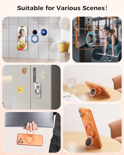 SUPERONE Dual-Side Magnetic Ring Holder, Phone Grip Stand for MagSafe - color: Cosmic Orange