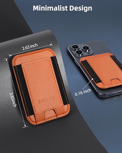 HiWe for MagSafe Wallet, 7 Cards Holder for Phone Case, RFID Blocking - color: Cosmic Orange Wallet - Black Band