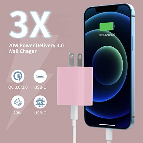 iGENJUN 20W USB C Charger Wall Charger, 4-Pack, Baby Pink - color: Baby Pink