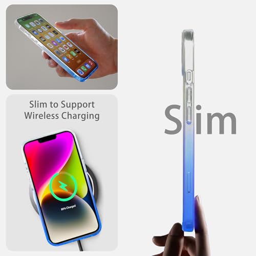 JJGoo Compatiable with iPhone 14 Case Clear, Transparent Shockproof Phone Case, Slim Anti-Scratch Hard PC Back Protective Cover Bumper, Gradient Blue - color: Gradient Blue
