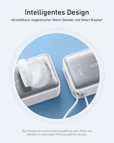 Anker MagGo Power Bank for Apple Watch, 10,000mAh 35W Max Portable Charger - color: White