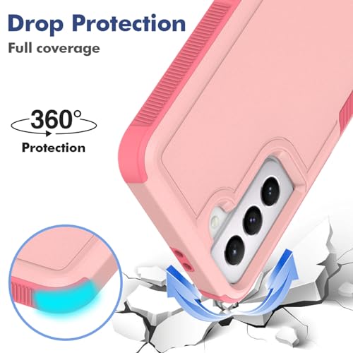 for Samsung Galaxy S21 Case: Dual Layer Protective Heavy Duty Cell Phone Cover Shockproof Rugged with Screen Protector - Military Protection Bumper Tough - Samsung Galaxy S21 5G 2021, 6.2 inch, Pink - color: Pink (PC) + Pink (TPU)