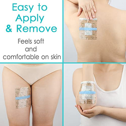 100Pcs Waterproof Shower Protector Bandage 4"x4" for Chest Chemo Dialysis Catheter Shower Cover Hemodialysis Port Surgery Incisions Bath Guard Patch Transparent Film Clear Adhesive Wounds Dressing - size: 4x4 Inch (Pack of 100)