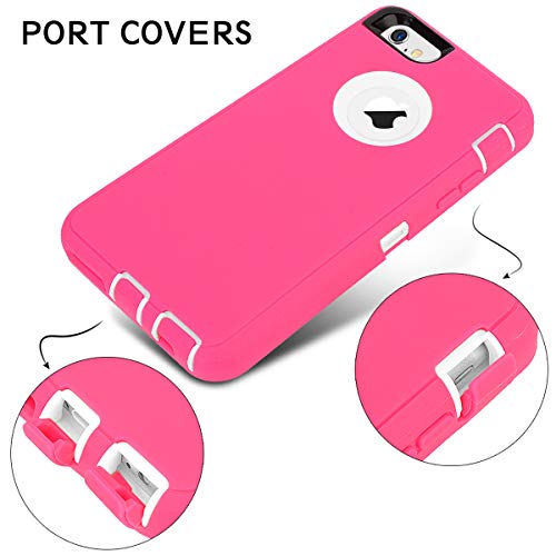 MAXCURY with iPhone 6 Case iPhone 6s Case Heavy Duty Shockproof Series Case for iPhone 6/6S (4.7")-V2 with Built-in Screen Protector Compatible with All US Carriers - Rose/White - color: Rose/White