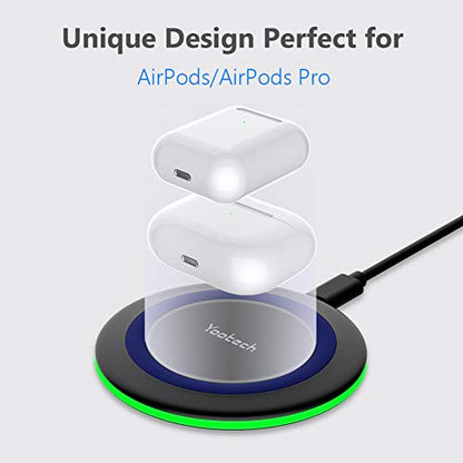 Yootech Wireless Charger,10W Max Wireless Charging Pad(No AC Adapter) | Compatible with iPhone 17/17 Pro/17 Pro Max/Air/16/15/14/13/SE 2022/12/11,Samsung Galaxy S25/S24/S23,for AirPods Pro 3 - color: Black/Blue