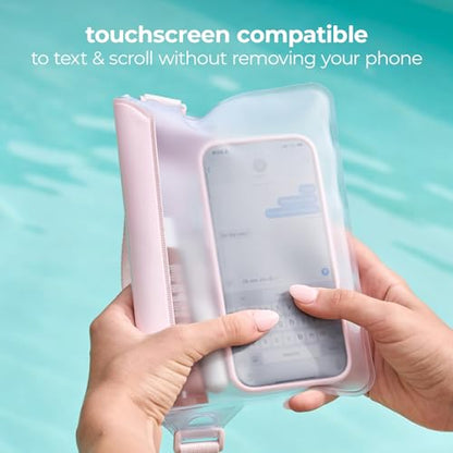 Case-Mate IP68 Waterproof Fanny Pack with Bow Design - Ballet Pink | Floating Waterproof Phone Case w/Triple Seal Protection, Adjustable Strap-Fits All Phones-Beach Cruise Ship Travel Essentials - color: Ballet Pink Clear