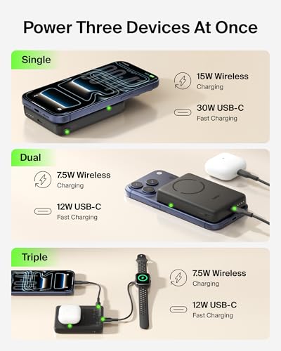 Belkin 10000mAh Qi2 15W Slim Magnetic Power Bank with USB C Cable - color: Black