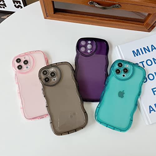 Qokey Compatible for iPhone 15 Pro Case(2023 6.1"),Cute Clear Love Design, Heart Camera Lens Curly Wave Transparent Protection Shockproof Phone Cover for Women Girl Men, Pink - size: for iPhone 15 Pro