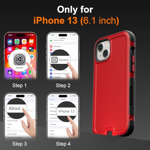 Follaroma for iPhone 13 Case, Heavy Duty Magnetic Cases, Red, 6.1" | Compatible with MagSafe, Heavy Duty Shock proof,Military-Grade Anti-Drop Protective,Dual Layer Magnetic Protection Phone Case - color: Black Red