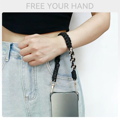 Phone Wrist Strap, Universal Chain with Tether Tab, Nylon Wristlet Charm, Anti-Loss Cell Phone Lanyard (Black)