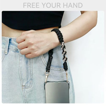 Phone Wrist Strap, Universal Chain with Tether Tab, Nylon Wristlet Charm, Anti-Loss Cell Phone Lanyard (Black)