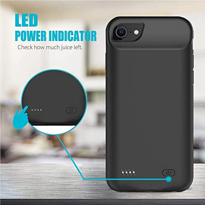 Battery Case for iPhone 6/6s/7/8/SE 2/3nd Gen,10000mAh Portable Charger Case Rechargeable Battery Pack Charging Case Compatible with iPhone SE 2020(2nd Generation)/8/7/6s/6/SE 3nd Gen (4.7 inch)-Black - size: iPhone 6/6s/7/8/SE2/SE3