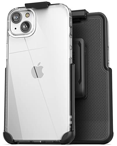 Encased Clear Case with Holster, Compatible with iPhone 14 Belt Clip - Protective Transparent Back Cover with Phone Holder (2022 Release)