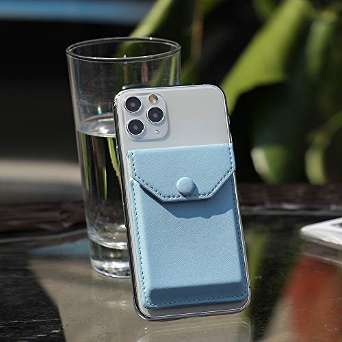 Self Adhesive Phone Card Wallet with Flip Cover, RFID Blocking, Blue - color: Light Blue