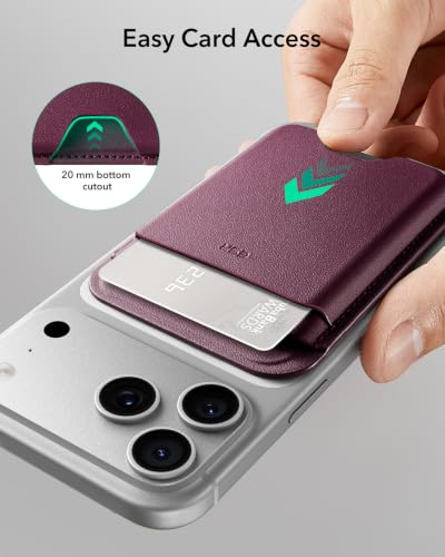ESR for MagSafe Wallet, 5 Card Holder for Phone Case, RFID Blocking - color: Burgundy