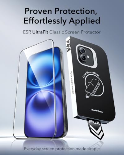 ESR 3 Pack for iPhone 16/iPhone 15 Screen Protector, Classic | Easy One-Pull Installation, 2X Impact Absorption, 9H Tempered Glass, Full-Coverage Protection, UltraFit Tray, Bubble-Free - size: iPhone 16/15 6.1 inch