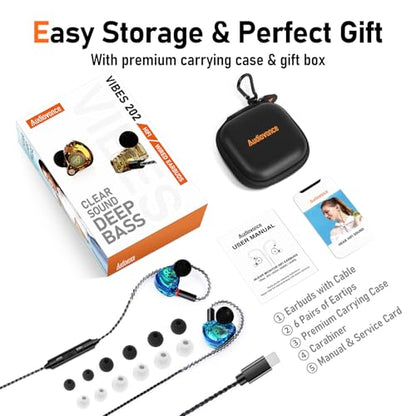 Audiovance Vibes 202ML HiFi Wired Earbuds for iPhone 14/13/12/11/X, Pro Max - color: 7-Blue
