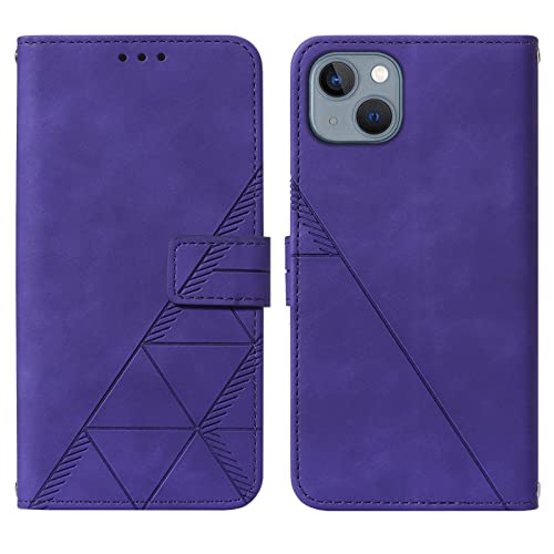Wallet Case with Wrist Strap for iPhone 13/14 (Purple) | Card Holder Slots, PU Leather, TPU Interior Protective, Stand, Folio Flip Cases Cover, 13/14 Phone 6.1 inch - color: Purple