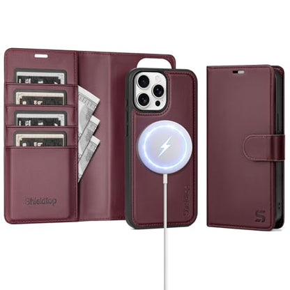 Shieldtop Compatible with MagSafe iPhone 13 Pro Wallet Case,Wine Red - color: Wine Red, size: iPhone 13 Pro - 6.1"