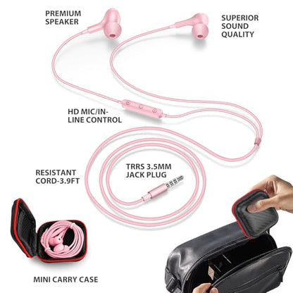 ASKUBSKU Wired Earbuds 3.5mm Headphones for Chromebook PC School, Pink - color: Pink