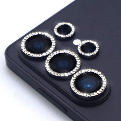 for Samsung Galaxy S26 Ultra Camera Lens Protector, Bling Diamond Metal Ring Tempered Glass Lens Cover, Sparkly Rhinestone Accessories (Black) - color: Black