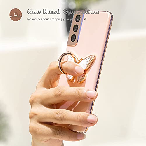 Doflyesky Butterfly Cell Phone Ring Grip Holder, 360 Degrees Rotation Phone Ring Grip Stand, Metal Finger Kickstand Compatible with iPhone, Samsung Galaxy, Android Phone