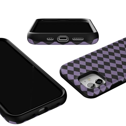 Casely iPhone 12 Mini Case | Harlequin Midnight Diamond | Black and Purple | Bold Protective Design | MagSafe Compatible Design - color: Harlequin Midnight Diamond | Black and Purple, size: Iphone 12 Mini