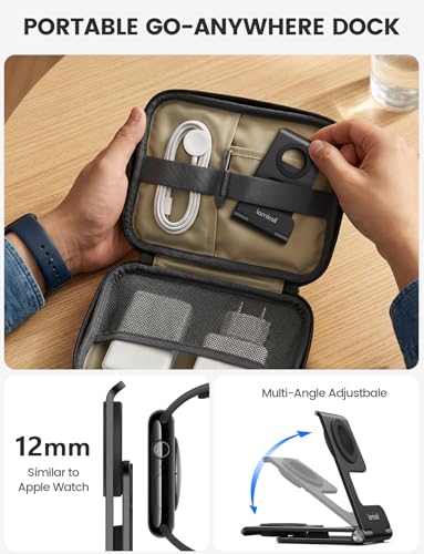 Lamicall Foldable Apple Watch Stand for Charger, Aluminum Desk Watch Holder - color: Misty Black