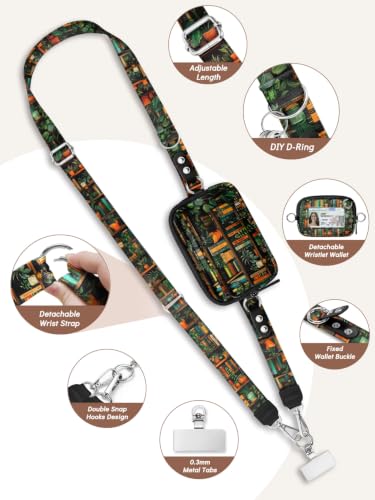 Clip and Go Strap for Phone with Wallet Crossbody Lanyard Book - color: Books