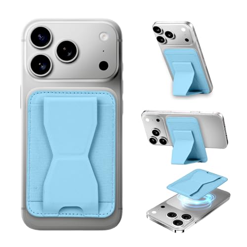 for MagSafe Wallet with Stand Grip, 5 Card Holder for iPhone - color: Light blue