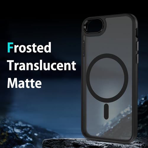DUEDUE for iPhone 8 Plus Case, iPhone 7 Plus Case Magnetic[Compatible with Magsafe], Translucent Matte Back Protective Cover Anti-Scratch Shockproof Phone Case for iPhone 7 Plus/8 Plus, Black - color: Black