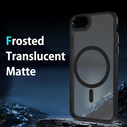 DUEDUE for iPhone 8 Plus Case, iPhone 7 Plus Case Magnetic[Compatible with Magsafe], Translucent Matte Back Protective Cover Anti-Scratch Shockproof Phone Case for iPhone 7 Plus/8 Plus, Black - color: Black