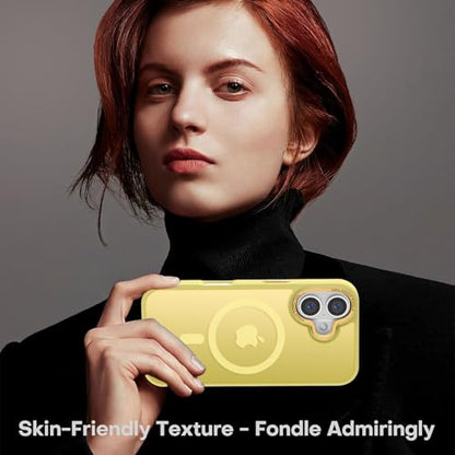 Newfuture Magnetic for iPhone 16 Case Matte Shockproof, Yellow | Military Drop Protection, Slim Matte Anti-Fingerprint, Compatible with Magsafe, Camera Guard, Translucent Protective Cover - color: Yellow, size: iPhone 16 6.1 inch