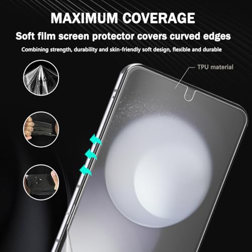 3 Pack for Samsung Galaxy Z Flip 5 Screen Protector Flexible TPU Film with 2 Pack Outer Film Screen Protector, Easy Installation, Self-Healing, HD Clear(Not Glass) - size: for Galaxy Z Flip 5