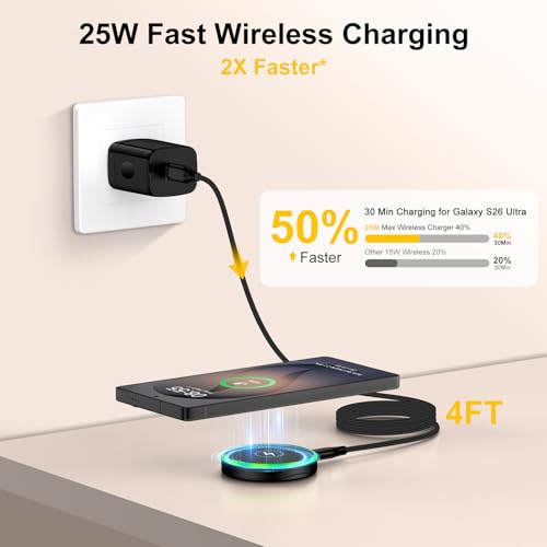 25W Magnetic Wireless Charger Pad for Samsung S26 Ultra S26+ S26 S25 Ultra - color: Black-2