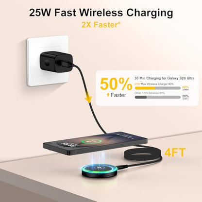 25W Magnetic Wireless Charger Pad for Samsung S26 Ultra S26+ S26 S25 Ultra - color: Black-2